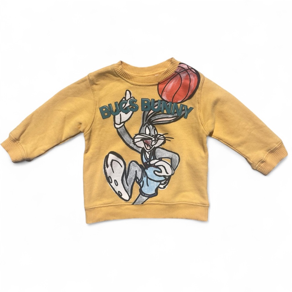 NWT Zara Bugs Bunny Looney Tunes Basketball Sweatshirt - Yellow, 6-9 Months
